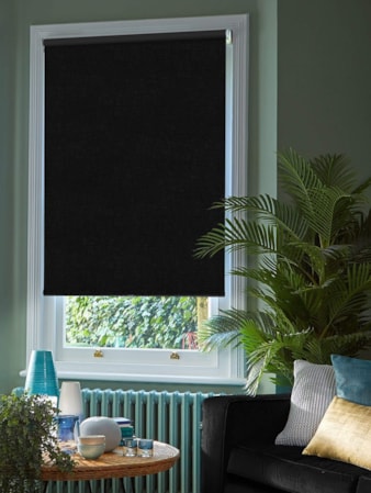 Linen Black Blackout Cordless Spring Loaded Roller Blind