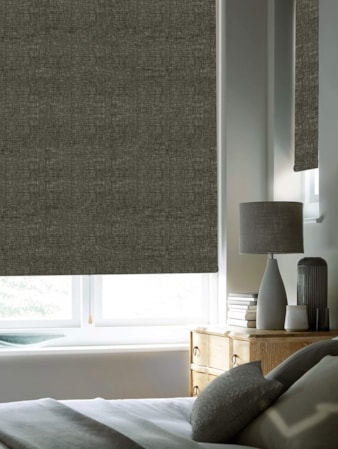 Linen Charcoal Blackout Cordless Spring Loaded Roller Blind