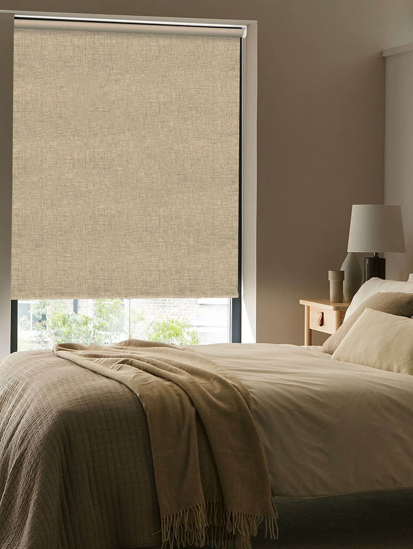 Linen Taupe Blackout Cordless Spring Loaded Roller Blind