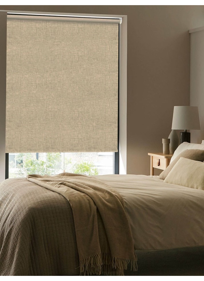 Linen Taupe Blackout Cordless Spring Loaded Roller Blind