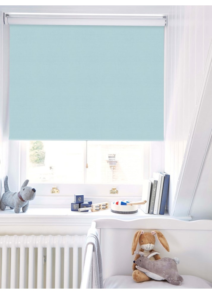 Pale Blue Premium Blackout Cordless Spring Loaded Roller Blind