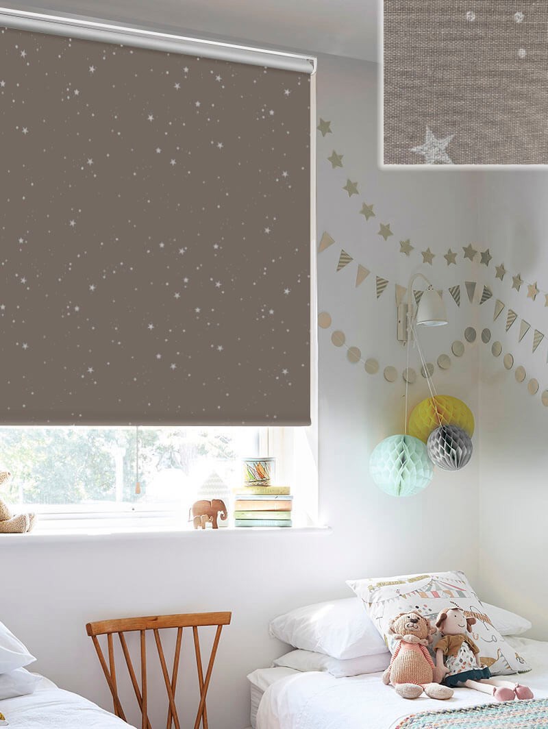 Silver Stars Blackout Cordless Spring Loaded Roller Blind