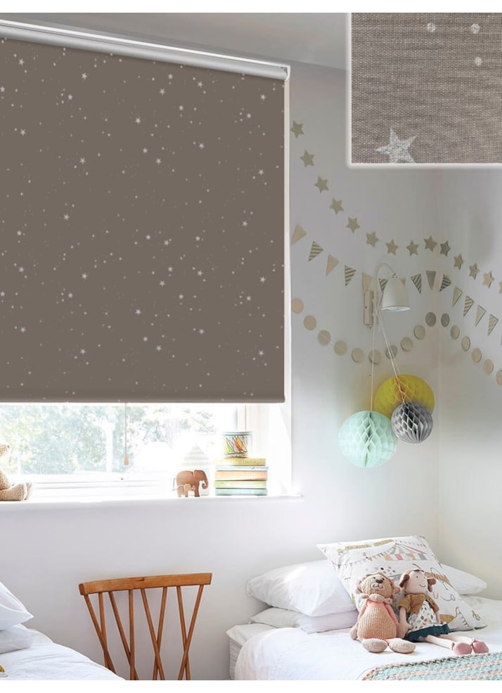 Silver Stars Blackout Cordless Spring Loaded Roller Blind