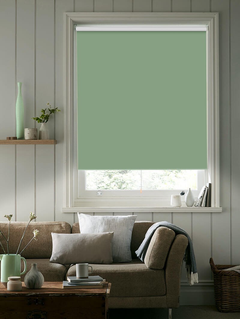 Wellington Green Blackout Spring Loaded Roller Blind