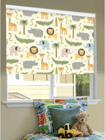 At The Zoo Blackout Cordless Spring Loaded Roller Blind