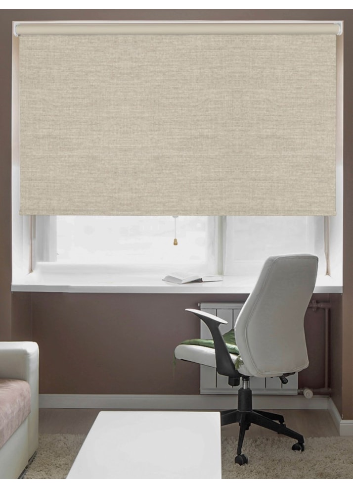 Grey Linen Blackout Cordless Spring Loaded Roller Blind