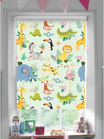 Safari Party Blackout Cordless Spring Loaded Roller Blind