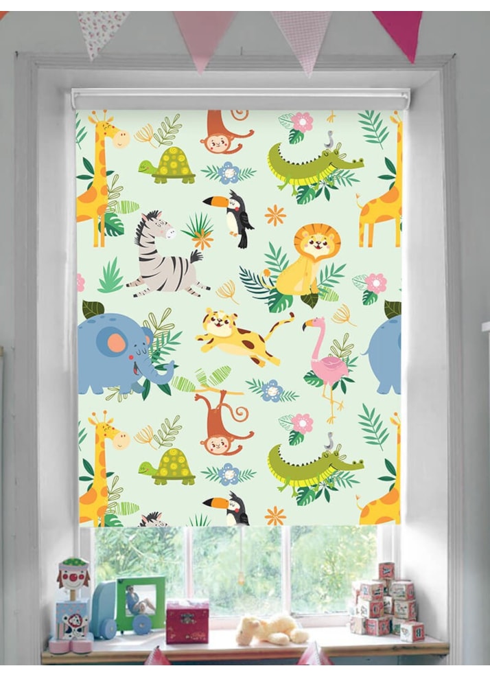 Safari Party Cordless Spring Loaded Roller Blind