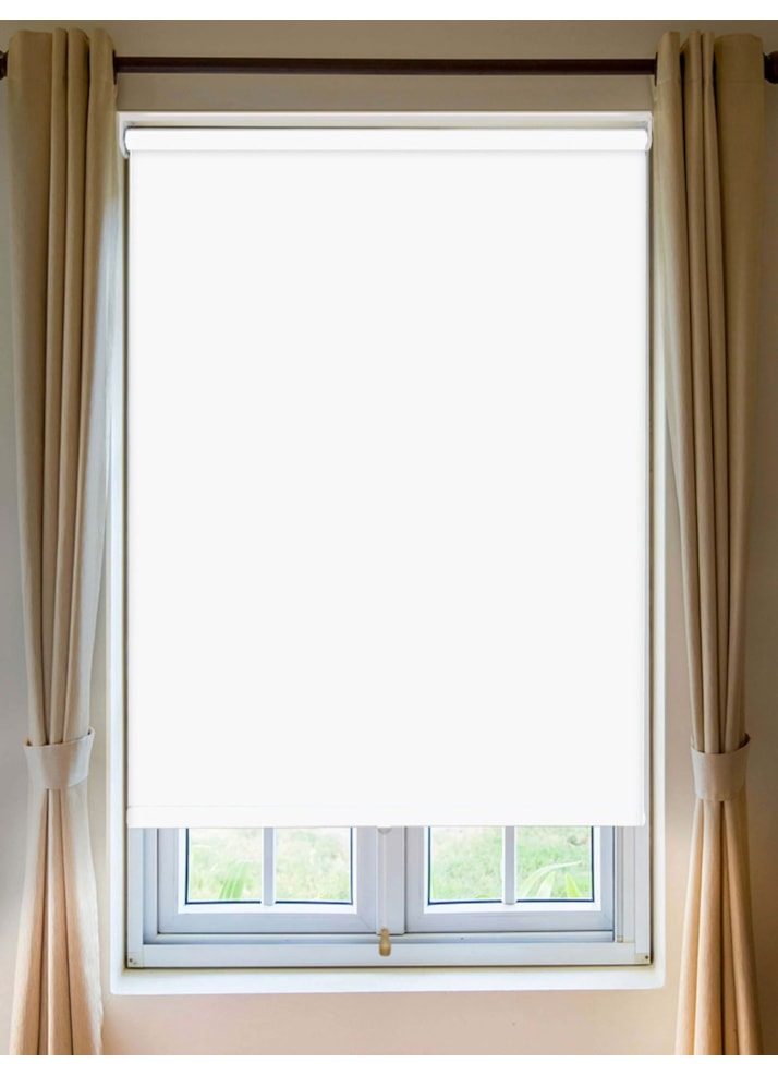 Bright White Blackout Cordless Spring Loaded Roller Blind