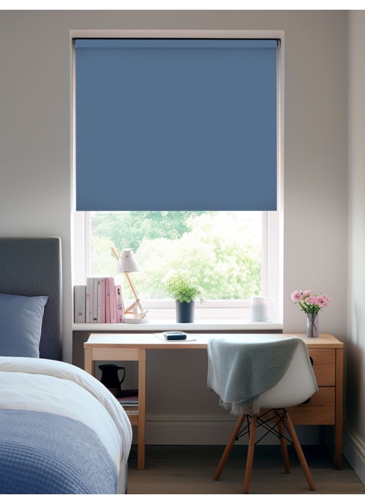 Santorini Blue Blackout Thermal Roller Blind