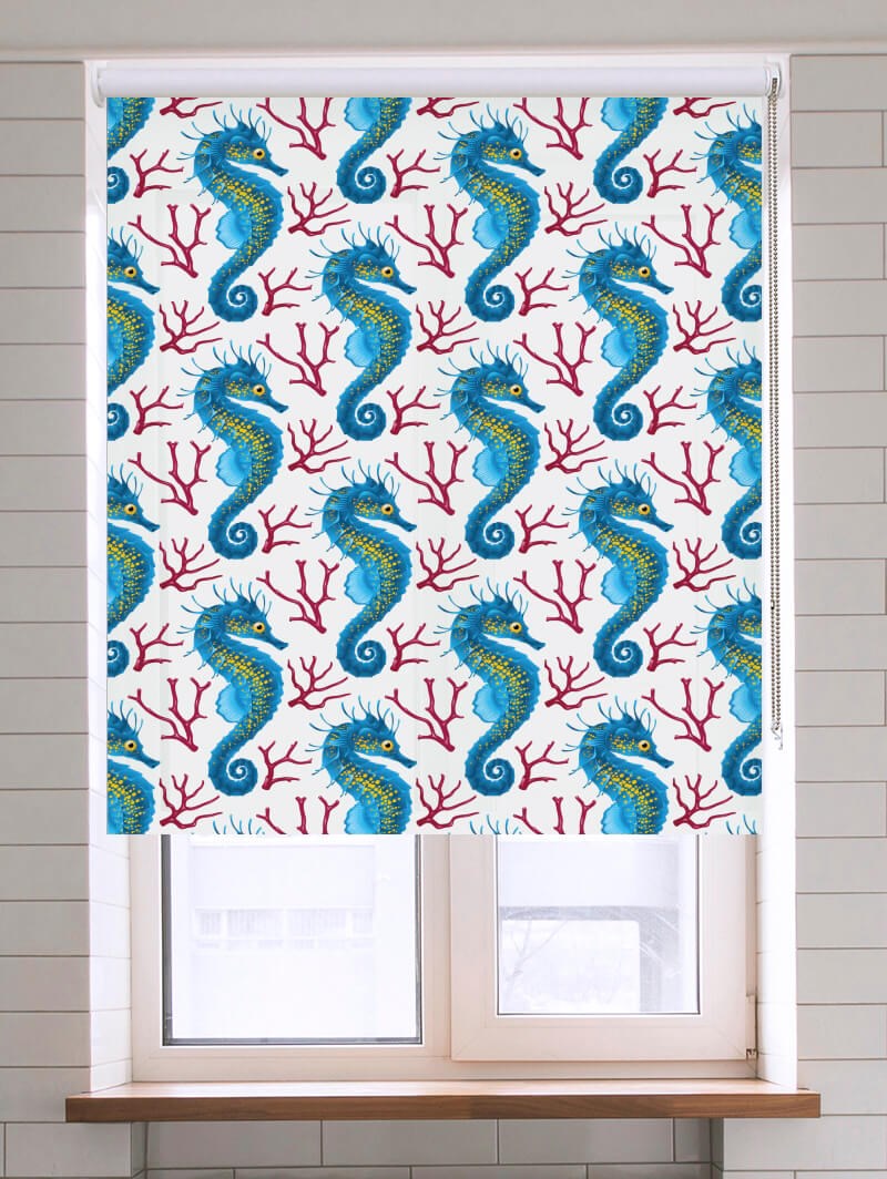 Seahorse Blue Roller Blind