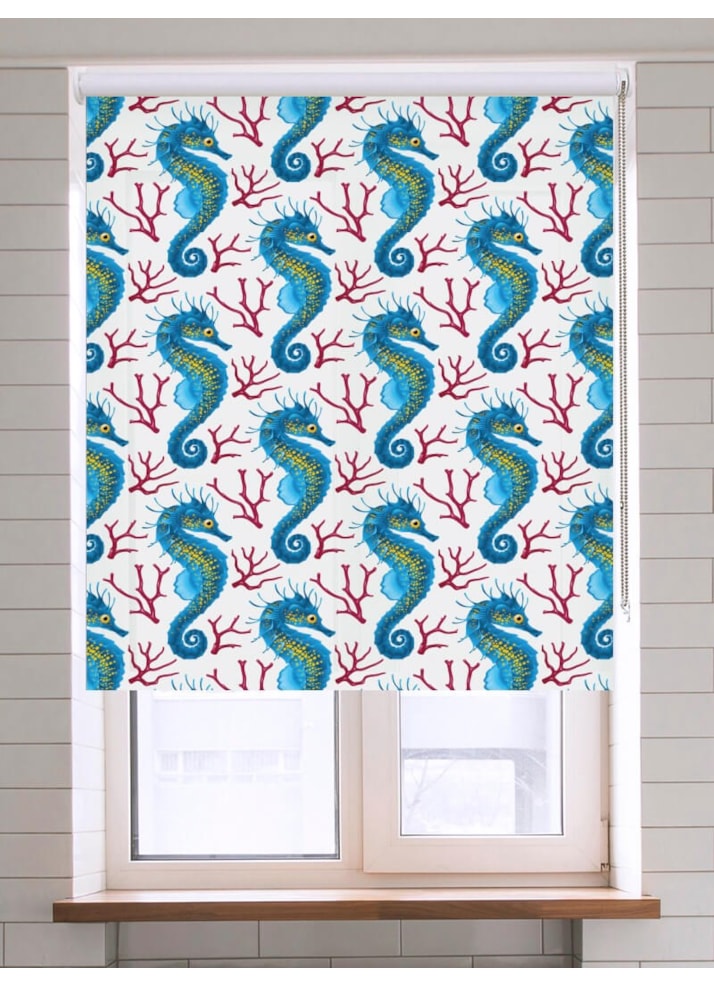 Seahorse Blue Roller Blind