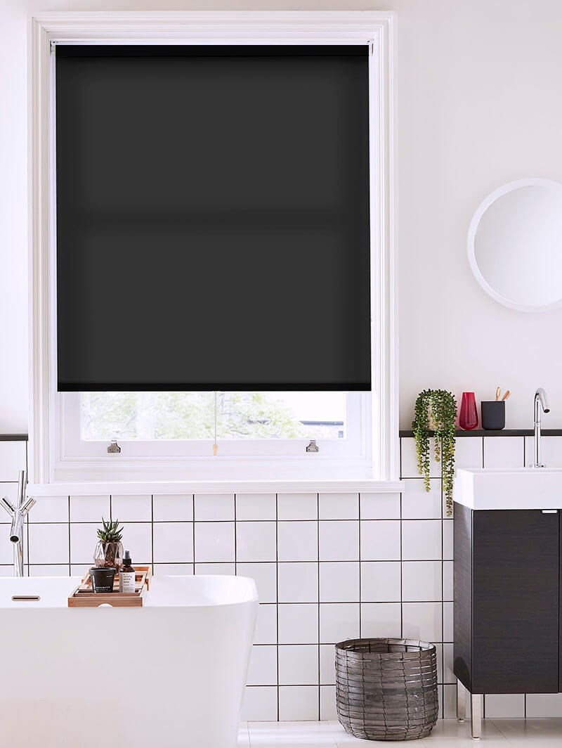 Deep Black Daylight Cordless Spring Loaded Roller Blind