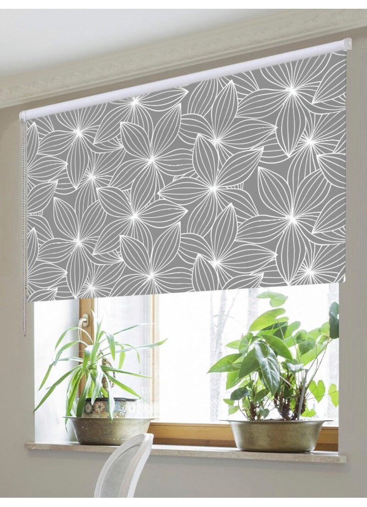 Starflower Mid Grey Floral Roller Blind