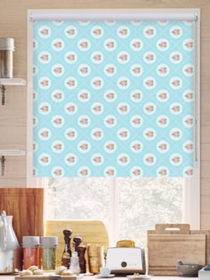 Tea Table Blue Roller Blind