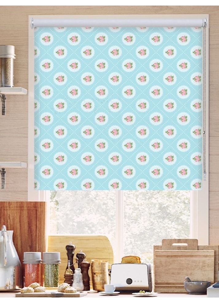 Tea Table Blue Roller Blind