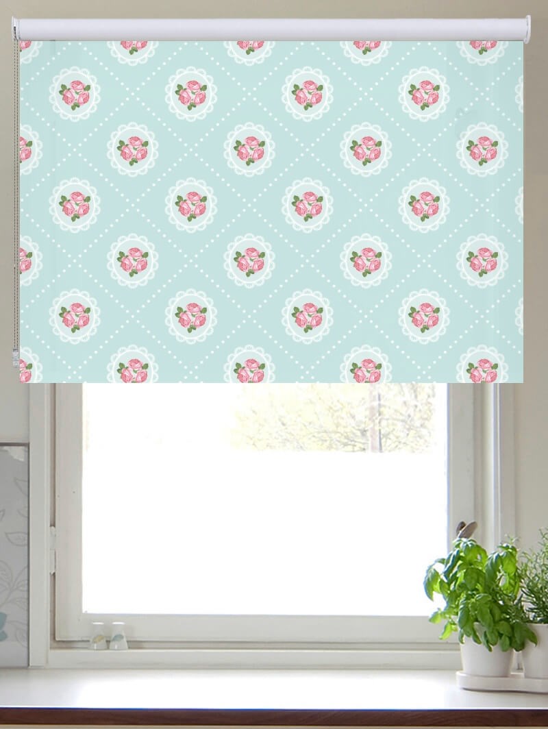 Tea Table Duckegg Roller Blind