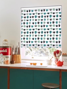 Teacups Aqua Roller Blind