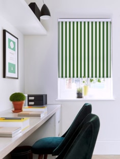 Ticking Stripe Green Roller Blind