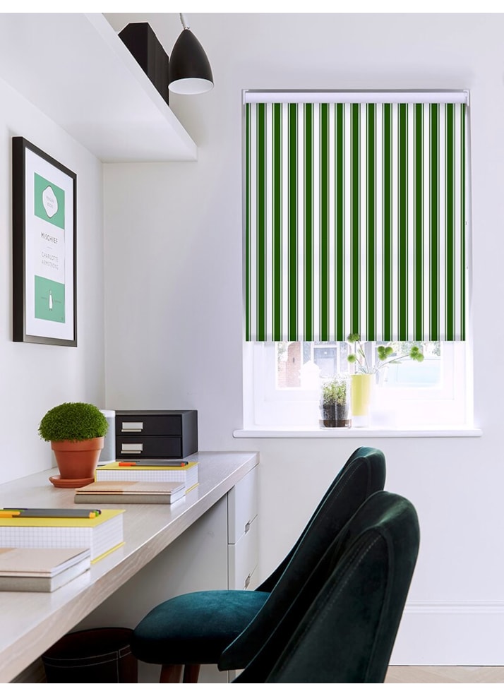 Ticking Stripe Green Roller Blind