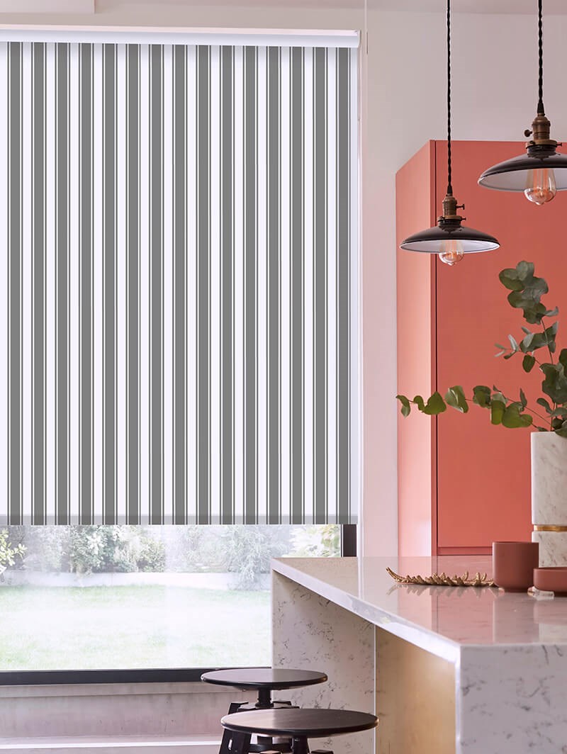 Ticking Stripe Grey Roller Blind