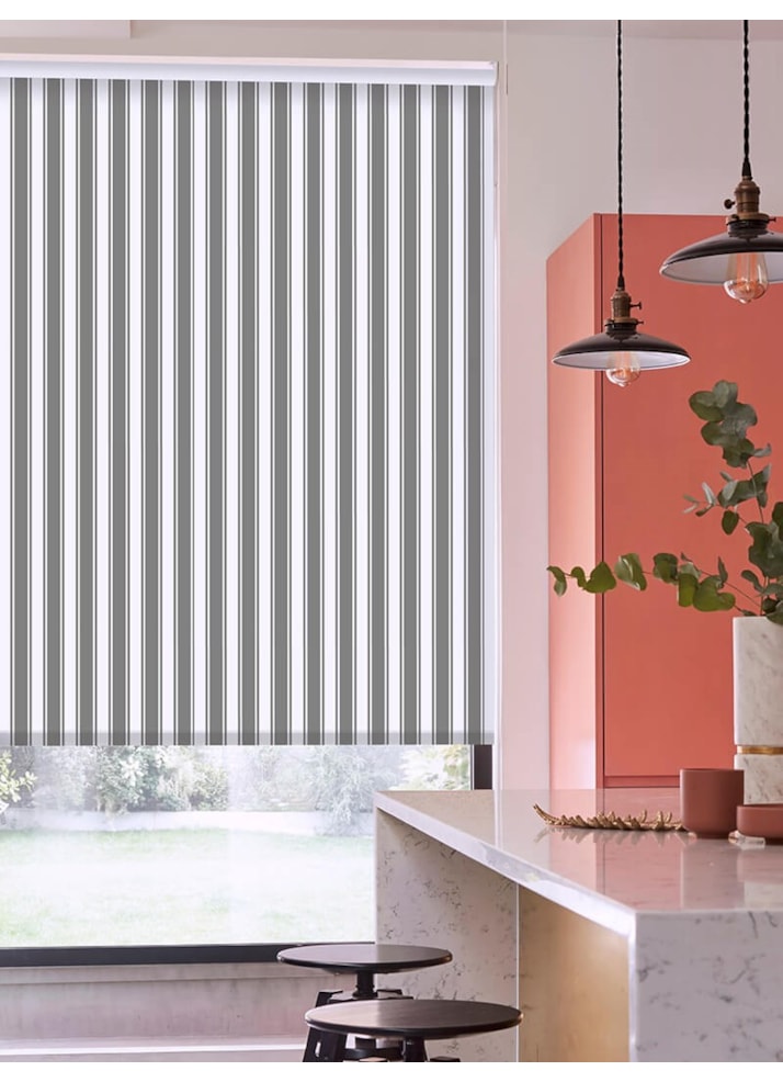 Ticking Stripe Grey Roller Blind