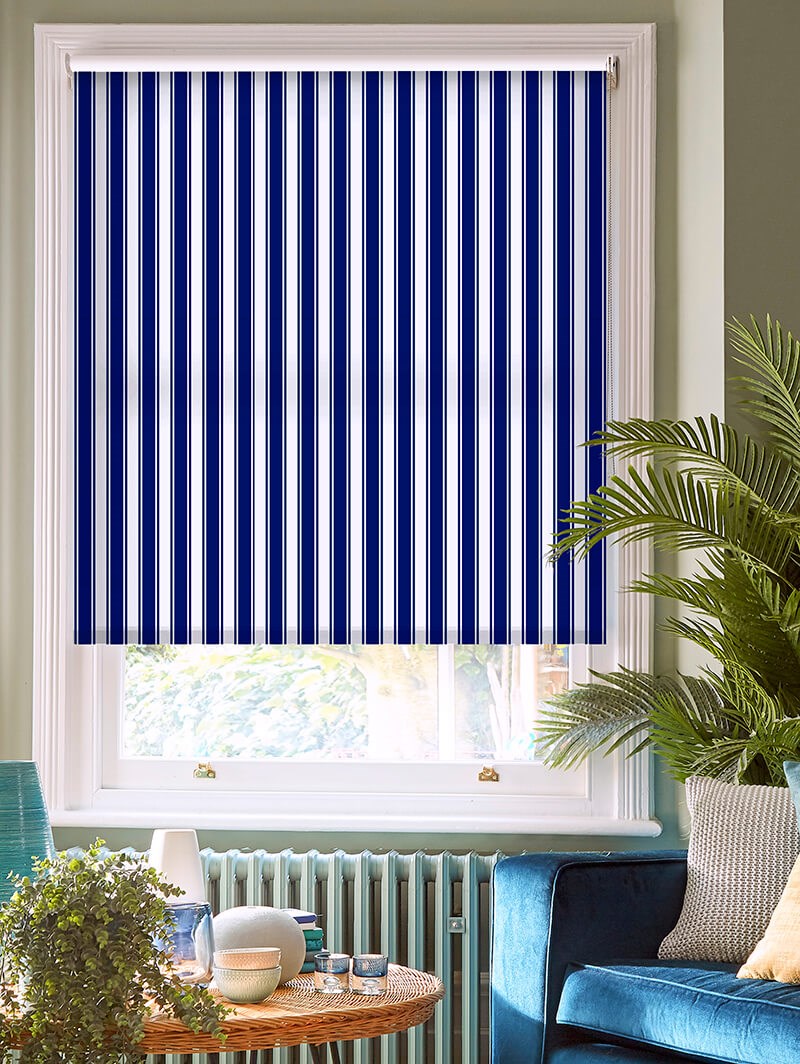 Ticking Stripe Navy Roller Blind