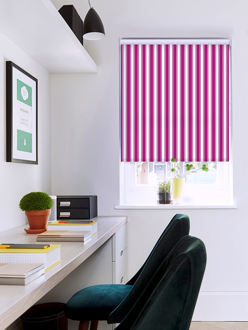 Ticking Stripe Pink Roller Blind