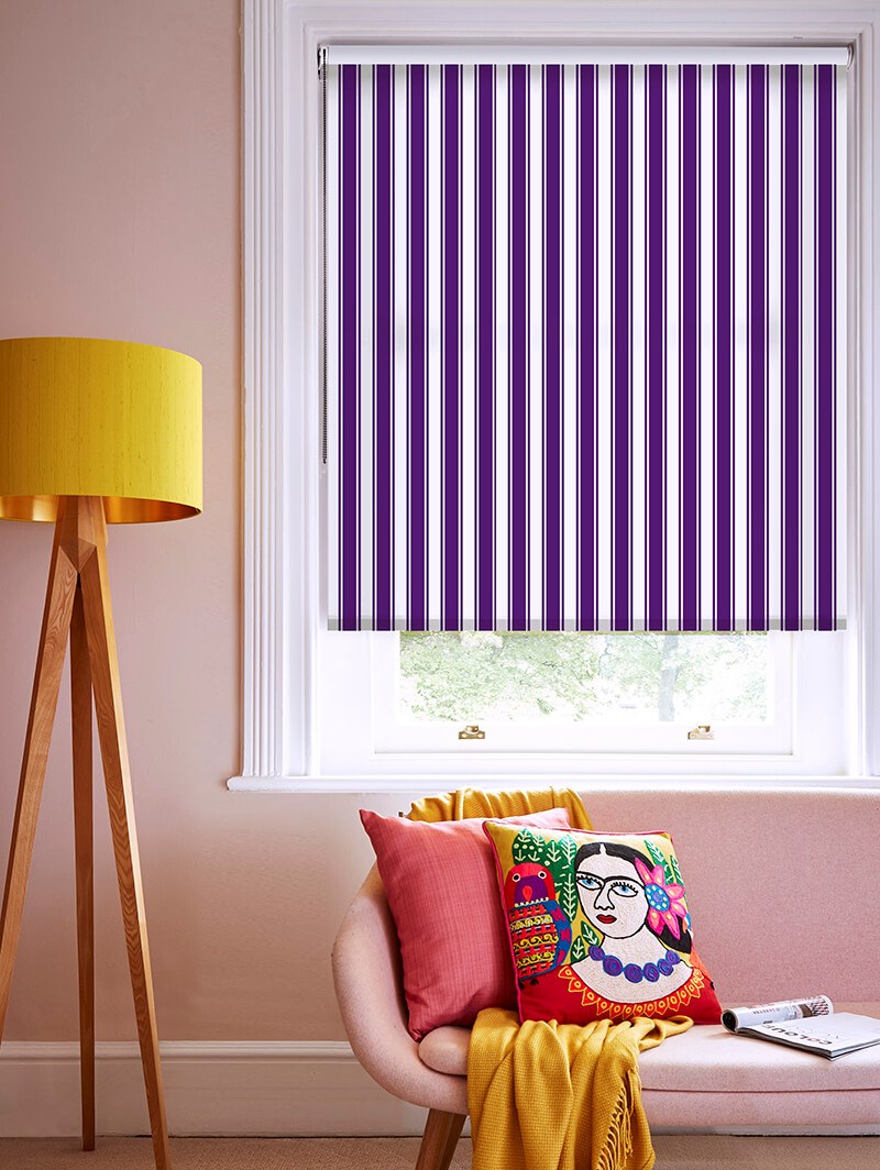 Ticking Stripe Purple Roller Blind