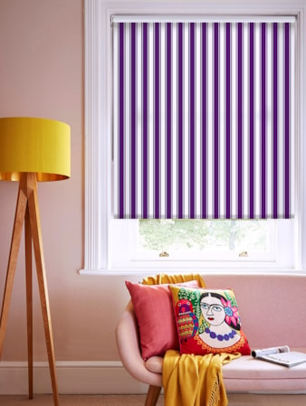 Ticking Stripe Purple Roller Blind