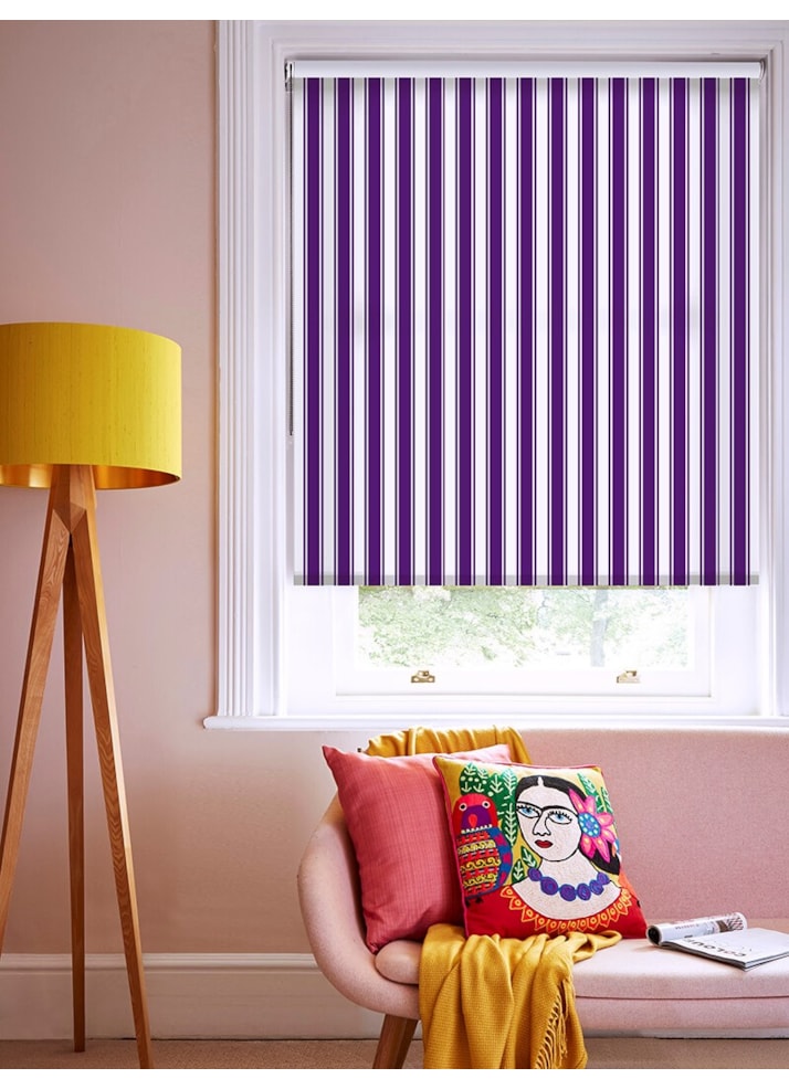 Ticking Stripe Purple Roller Blind