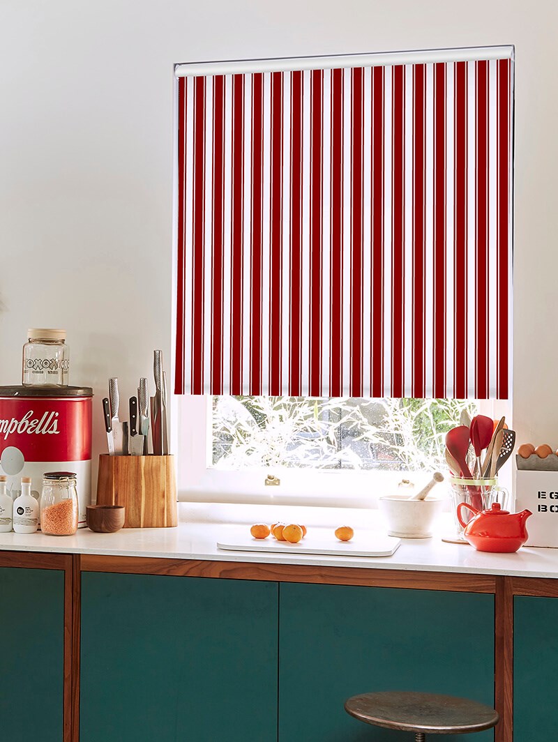 Ticking Stripe Red Roller Blind