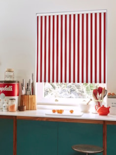 Ticking Stripe Red Roller Blind