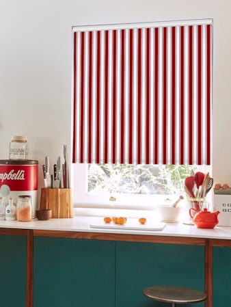 Ticking Stripe Red Roller Blind