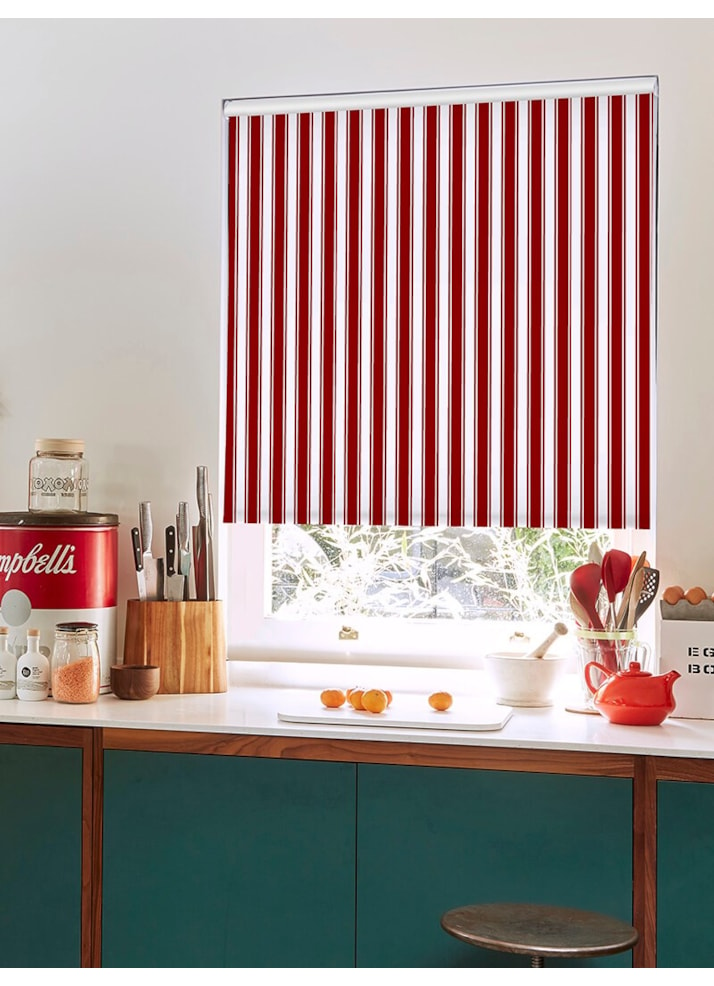 Ticking Stripe Red Roller Blind