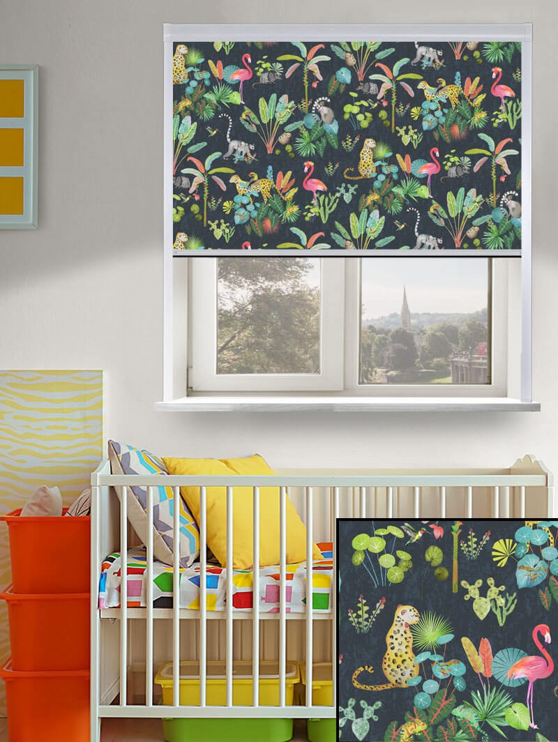 Jungle Jamboree Navy Total Blackout Roller Blind