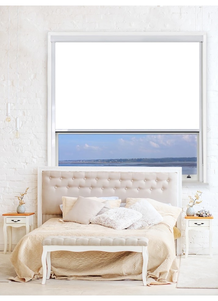 White Chain Operated Total Blackout Roller Blind | For Extra Large Windows