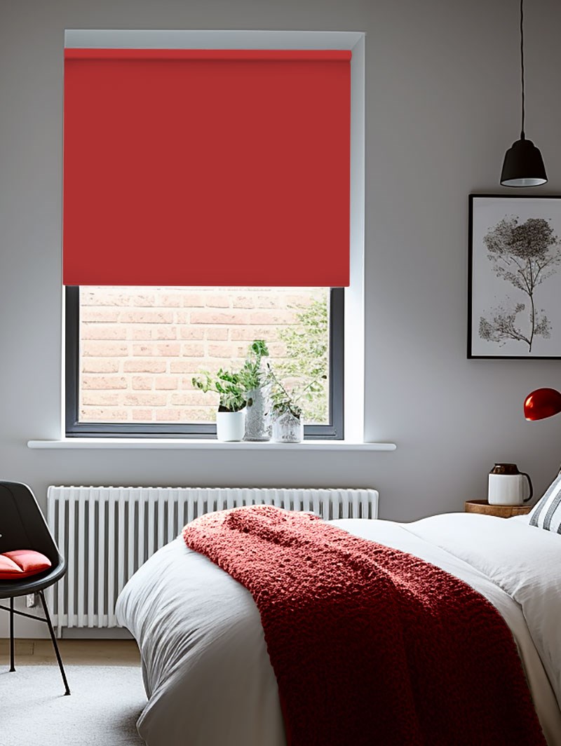 True Red Blackout Thermal Roller Blind