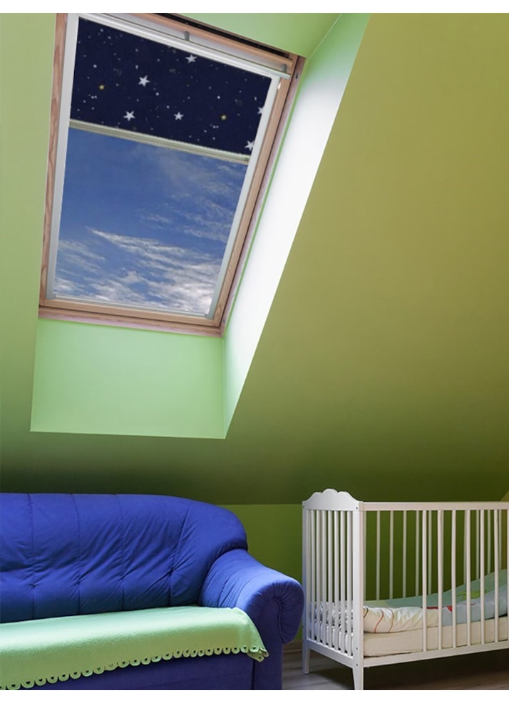 Stars Navy Thermal Plus Blackout Skylight Blind To Fit VELUX® Windows