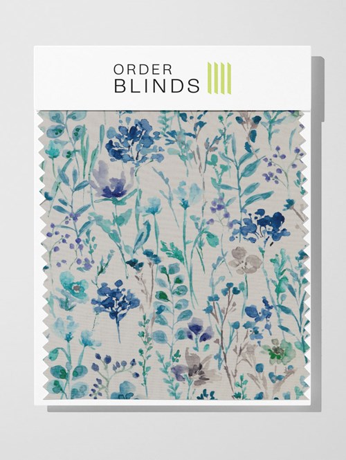 Wild Flowers Cobalt Roman Blind