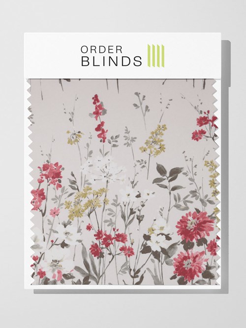 Wild Meadow Ruby Cotton Roman Blind