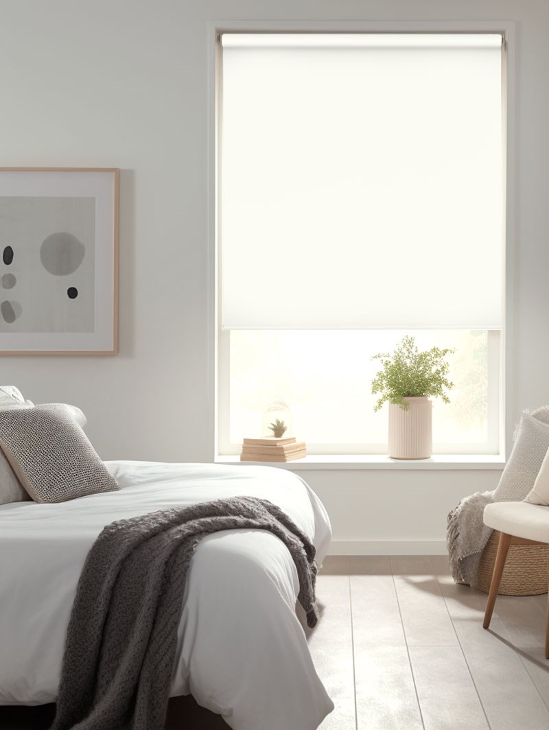 Winter White Blackout Thermal Roller Blind