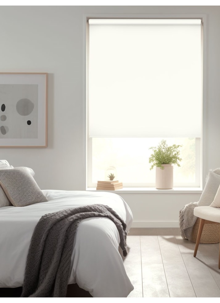 Winter White Blackout Thermal Roller Blind