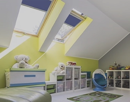 Roof-Lite Blinds available in a range of blackout fabrics.