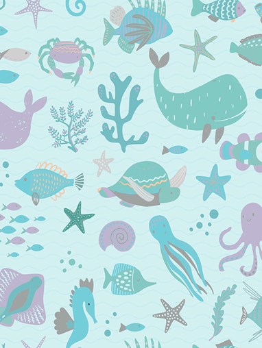 Under The Sea Sky Cordless Spring Loaded Roller Blind