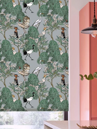 Oleander Mist Bird Print Roller Blind by Boon & Blake