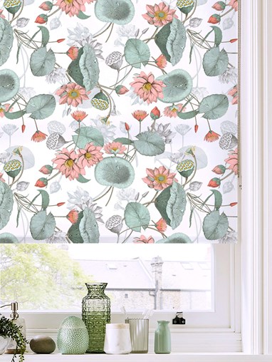 Sacred Lotus Natural Floral Roller Blind by Boon & Blake