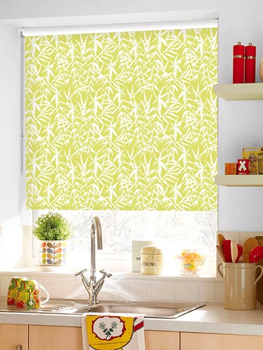 Bamboo Shadows Lime Floral Roller Blind