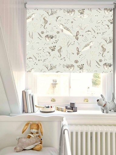 Enchanted Ocean Natural Cordless Spring Loaded Roller Blind