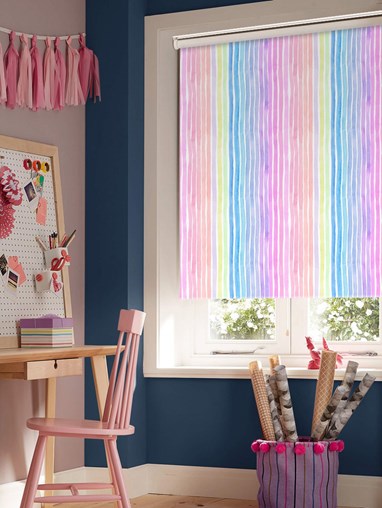 Rainbow Stripe Cordless Spring Loaded Roller Blind